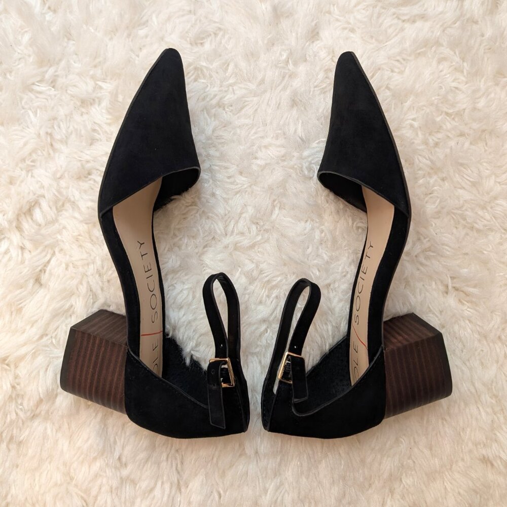 NWT Sole Society Katarina Block Heel Pump (black suede, size 6)